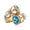 Ross-Simons Multicolored Crystal and Blue Swarovski Crystal Ring With White Enamel in 18kt Gold Over Sterling - 4 of 4