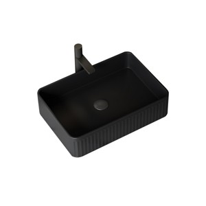 ChicFurnit Bathroom Sinks Vessel Sink Rectangular Sink Vanity Sink Art Basin Countertop Bathroom Sink for Bathroom, Black, 19.69"*13.39"*5.12" - 1 of 4