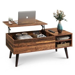 Lift Top Coffee Table for Living Room, Small Coffee Table with Storage,Hidden Compartment and Adjustable Shelf, Mid Century Modern,  Wood, Cherry - 1 of 4