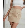 Women's Mini Skirt Slim Fit Button Waist Pencil Skirt with Front Pockets - 4 of 4
