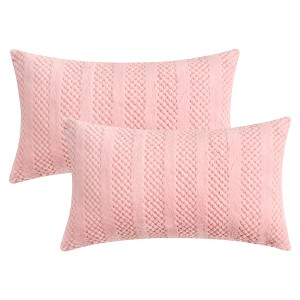 REGALWOVEN Couch Sofa Living Room Decor Solid Striped Soft Plush Throw Pillow Covers 2 Pcs - 1 of 4