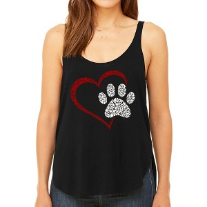 LA Pop Art Paw Heart - Women's Premium Word Art Flowy Tank Top - 1 of 4