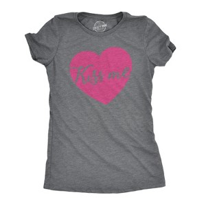 Womens Kiss Me Script Heart Cute \Relationship Flirting T shirt for Ladies - Crazy Dog Women's T Shirt - 1 of 4