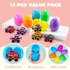 Joyfy 12  Packs Prefilled Easter Eggs with Car Truccks Toys for Kids Classroom Exchange Gift Easter Party Favors - 2 of 4