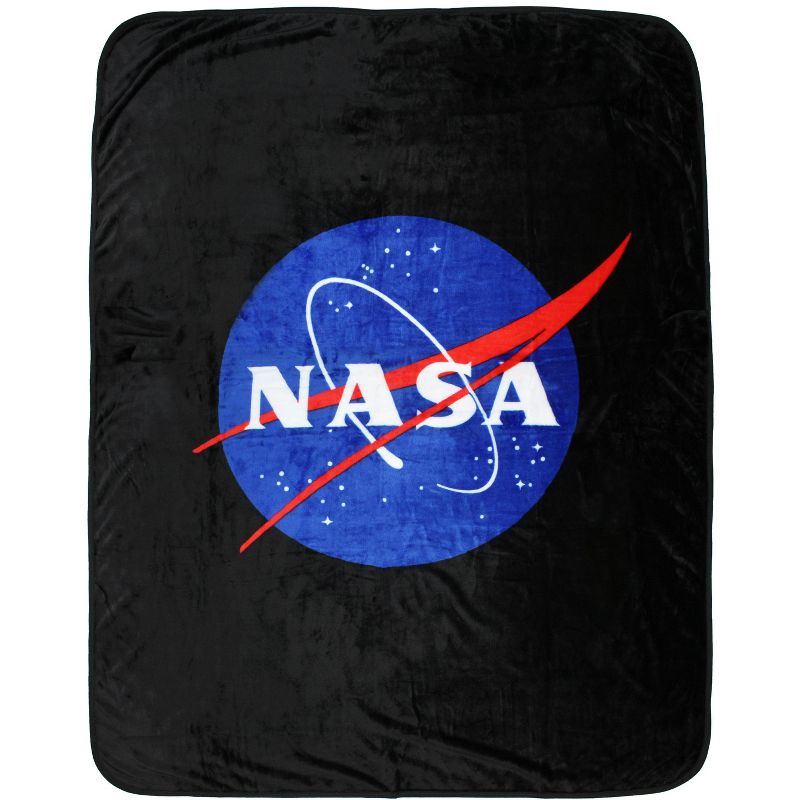NASA Meatball Logo Super Soft And Cuddly Plush Fleece Throw Blanket Black, 1 of 5