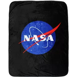 NASA Meatball Logo Super Soft And Cuddly Plush Fleece Throw Blanket Black