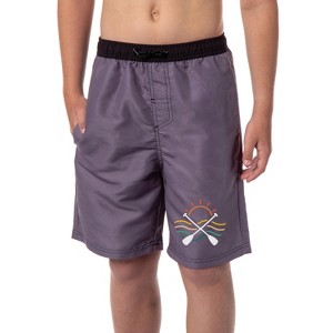 Boys' Sunset Swimming Trunks Pool Board Shorts Elastic Waistband Grey - 1 of 4
