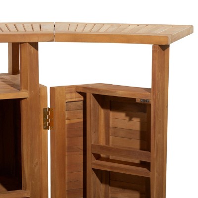 Teak Wood Indoor Outdoor Folding Bar Table with Expandable Sides