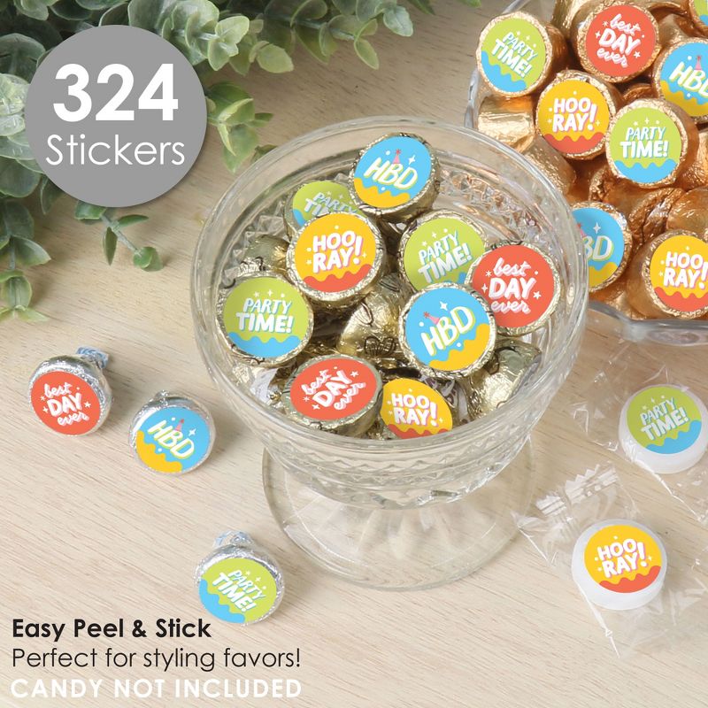 Big Dot of Happiness Party Time - Happy Birthday Party Small Round Candy Stickers - Party Favor Labels - 324 Count, 2 of 7