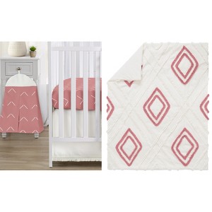 Sweet Jojo Designs Girl Baby Crib Bedding Set - Diamond Tuft Mauve Pink Ivory Off White 4pc - 1 of 4