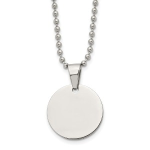 Chisel Stainless Steel Brushed and Polished Reversible Round 2mm Dog Tag Ball Chain Necklace 24" - 1 of 3