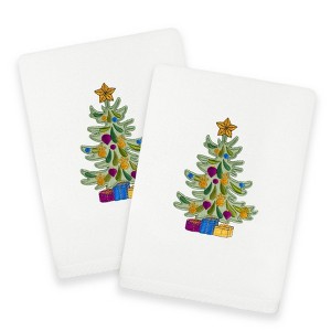 Linum Home Textiles Christmas Presents - Embroidered Luxury 100% Turkish Cotton Hand Towels (Set of 2) - 1 of 3