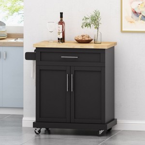 2 Doors 1 Storage Drawer Kitchen Island Utility Storage Cart with wheels-Christopher Knight Home - 1 of 4