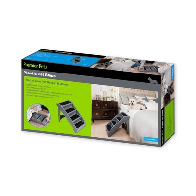 Gray Plastic Foldable Pet Steps with Safety Siderails