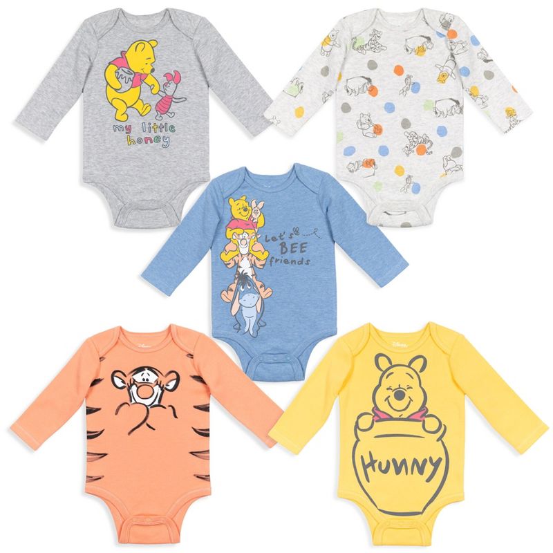 Disney Lion King Winnie the Pooh Mickey Mouse Baby 5 Pack Bodysuits Newborn to Infant, 1 of 8