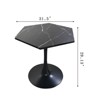 FONTOI 31.50" Hexagonal End Table with Metal Pedestal, Side Table with Marble Pattern Table Top for Living Room Bedroom Small Space, Black, - 3 of 4