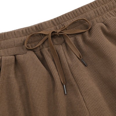 Women's Bermuda Shorts with Zipper Pockets Casual Summer Drawstring Jersey Shorts Elastic Waist Comfy Waffle Shorts