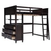 PAGED Full Size Loft Bed with Desk, Modern Metal Bed Frame with Storage Shelves, Guardrails and 2 Ladders for Bedroom - 3 of 4