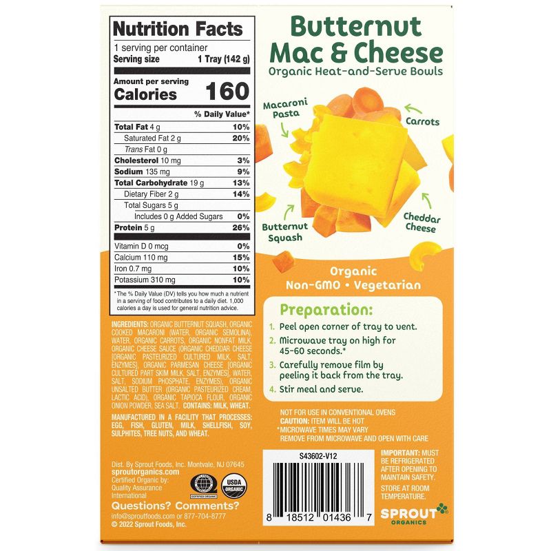 Sprout Foods Organic Butternut Mac and Cheese Toddler Meals - 5oz, 3 of 6