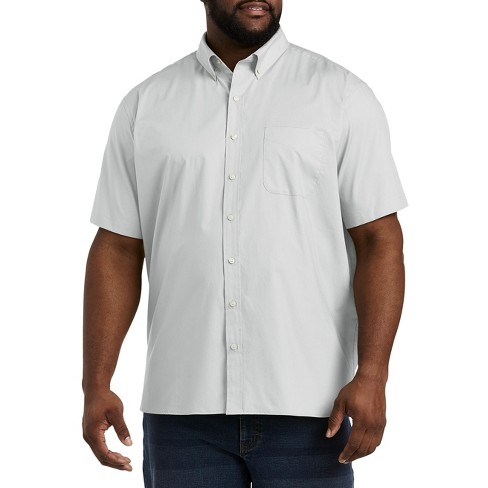 Big And Tall Essentials By Dxl Poplin Short-sleeve Sport Shirt - Men's Big And Tall Grey X : Target