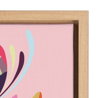 Colorful Abstract Floral Canvas Print with Natural Frame