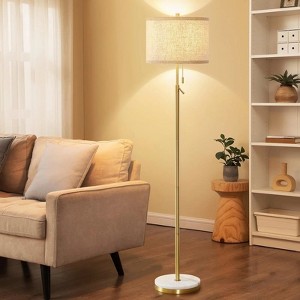 GTCLIGHTING Marble Modern Floor Lamp, Adjustable Height Tall Lamp with Pull Chain Switch Floor Lamps for Living Room, Bedroom & Office - 1 of 4