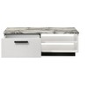 Vynxaria Modern Coffee Table - 47", White (Faux Marble Top), 1 Drawer + Open Shelves, Black Contrasting Base - 3 of 4