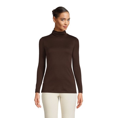 Lands' End Women's Supima Cotton Long Sleeve Turtleneck - X-Small - Rich  Coffee