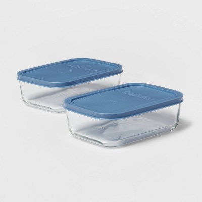 2pk (4pc) 4c Rectangular Glass Food Storage Container Set - Room Essentials™