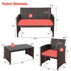 Tangkula 4PCS Outdoor Patio Furniture Sets Weather-Resistant Rattan Sofas w/ Soft Cushion Red - 2 of 4