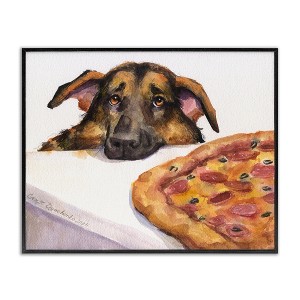Stupell Industries German Shepherd with Pizza Framed Giclee Art - 1 of 4