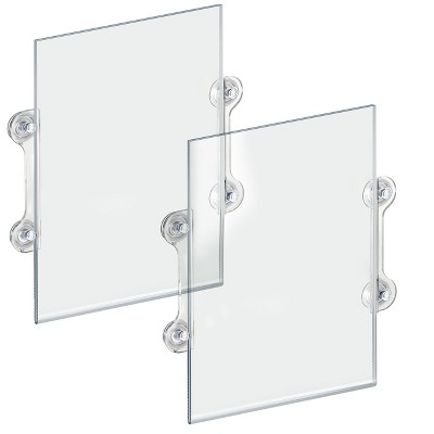 Clear Acrylic Double-Sided Sign Holder with Suction Cups, 2-Pack