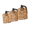 PAKOKULA 3-Light Boho Matte Black Vanity Light with Yellow Woven Shade - 3 of 4