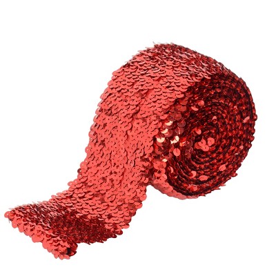 Alilang Elastic Sequin Trim, 3 Inch 8 Row Wide Flat Glitter Bling Fabric Paillette Sequin Ribbon, Metallic Sewing DIY Project, 5.5 Yards