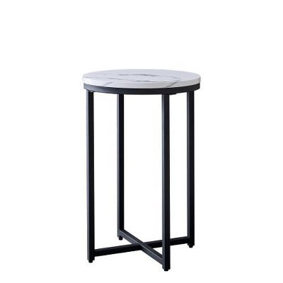 LIVAREEmlen Modern Side Table with Faux Marble MDF Top For Any Small Space