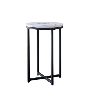 LIVAREEmlen Modern Side Table with Faux Marble MDF Top For Any Small Space - 1 of 4