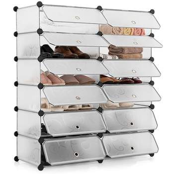 YMYNY Freestanding Shoe Racks, 2 Tiers Stackable & Adjustable Shoe Storage  Shelf, Extra Large Capacity Shoe Organizer Stand for 12-18 Pairs, for