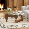 PAKASEPT Triangle Glass Coffee Table with Solid Wood Base, 50" Glass-Top Coffee Table, Modern End Table - 4 of 4