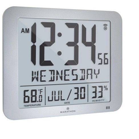 Marathon Slim Atomic Sleek And Stylish Wall Clock With Full Calendar ...