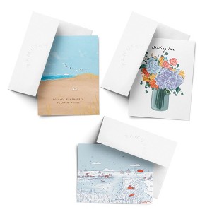 Sympathy Greeting Card Pack Sets (3 ct, Assorted) Forever Remembered, Sending Love Flowers, Salty Town by Ramus & Co - 1 of 4