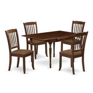 HomeStock 5-Pc Mahogany Finish Solid Wood Top - Dining Room Set with Dropleaf - Seats 4 - 1 of 4
