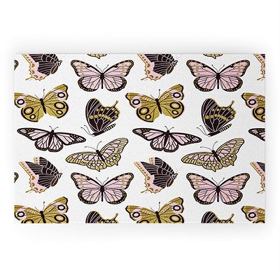 Jessica Molina Texas Butterflies Blush and Gold 36" x 24" Welcome Mat - Society6