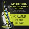 Sportube Traveler 6 Foot Single Pair Ski & Pole Airline Luggage Bag with Padding and PVC Coating, Fits All Ski Types, Black/Green - 2 of 4