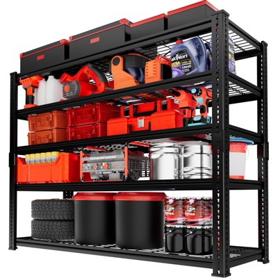 Storage Shelves, 2800 LBS Capacity Heavy Duty Garage Shelving, Adjustable Metal Shelving, 5 Tier  Metal Shelf for Pantry Closet Warehouse