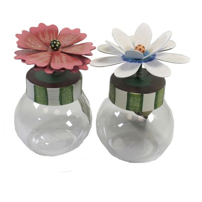 Home Decor 6.5" Fancy Flower Bubble Jars Hand Painted  -  Decorative Jars