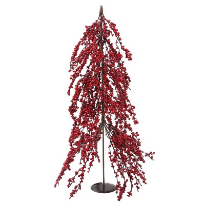 Northlight 2.7 FT Unlit Artificial Christmas Tree Downswept Festive Red Berries