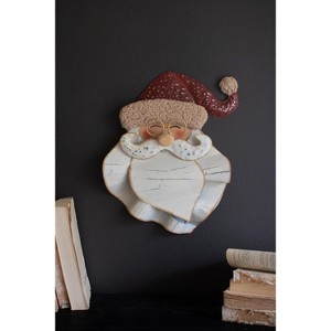 Santa Painted Wooden Head Wall Decor 14.5"H, Multi-Color Distressed Christmas Wall Accent (Set of 2) By Kalalou - 1 of 4