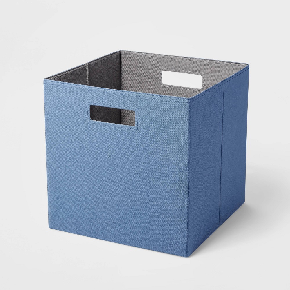 Photos - Clothes Drawer Organiser 13" x 13" Fabric Bin Dark Blue - Brightroom™: Cube Organizer, Polyester/Ca