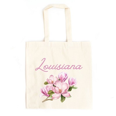 City Creek Prints Louisiana Flower Colorful Canvas Tote Bag - 15x16 - Natural