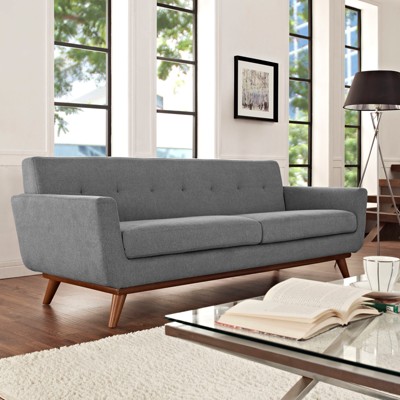 Expectation Gray Tufted Fabric Sofa with Removable Cushions